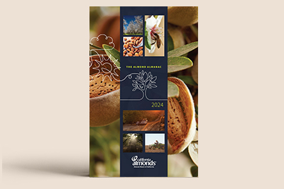 2024 Almond Almanac cover featuring California almond orchards